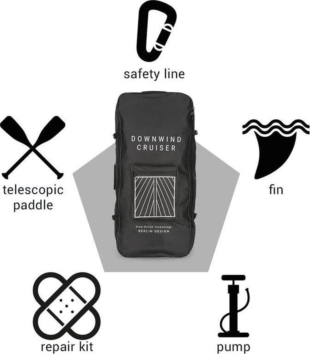 CAPITAL SPORTS Downwind Cruise - SUP Board Compleet Set - Opblaasbare Paddle - Rugzak & Pomp - 100% PVC 8 CAPITAL SPORTS Downwind Cruise - SUP Board Compleet Set - Opblaasbare Paddle - Rugzak & Pomp - 100% PVC - Afbeelding 6