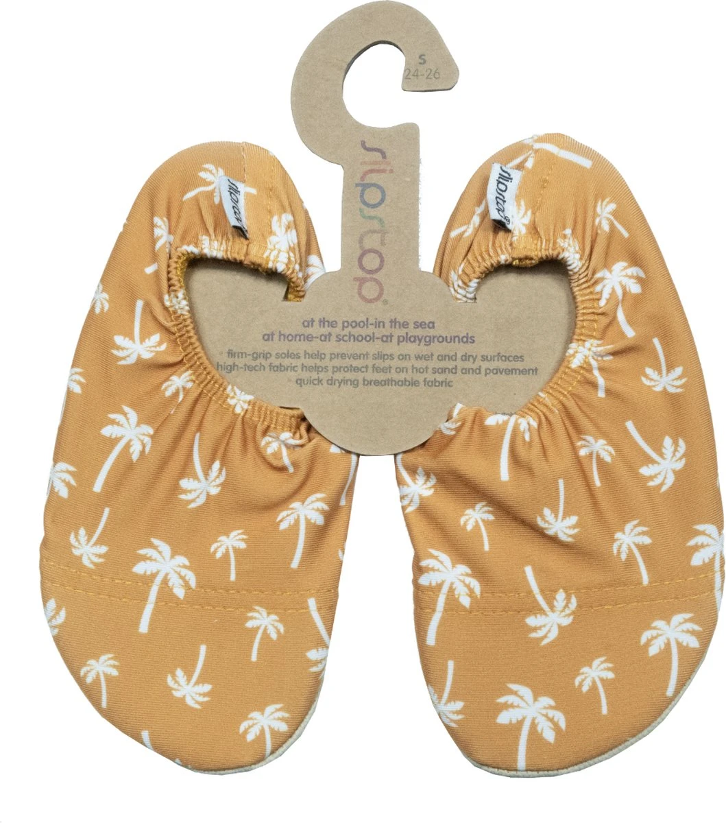 Slipstop Palm Mosterd - Oker Met Witte Palmboompjes 4 Slipstop Palm Mosterd - Oker Met Witte Palmboompjes - Afbeelding 2