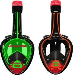 Atlantis Full Face Mask 2.0 - Snorkelmasker - Volwassenen - Zwart/Rood - L/XL -Watersporten Benodigdheden 1161x1200