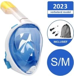 Campingwise Full Face Duikmasker - Snorkelmasker - Blauw - Maat S/M - Met Draagnet