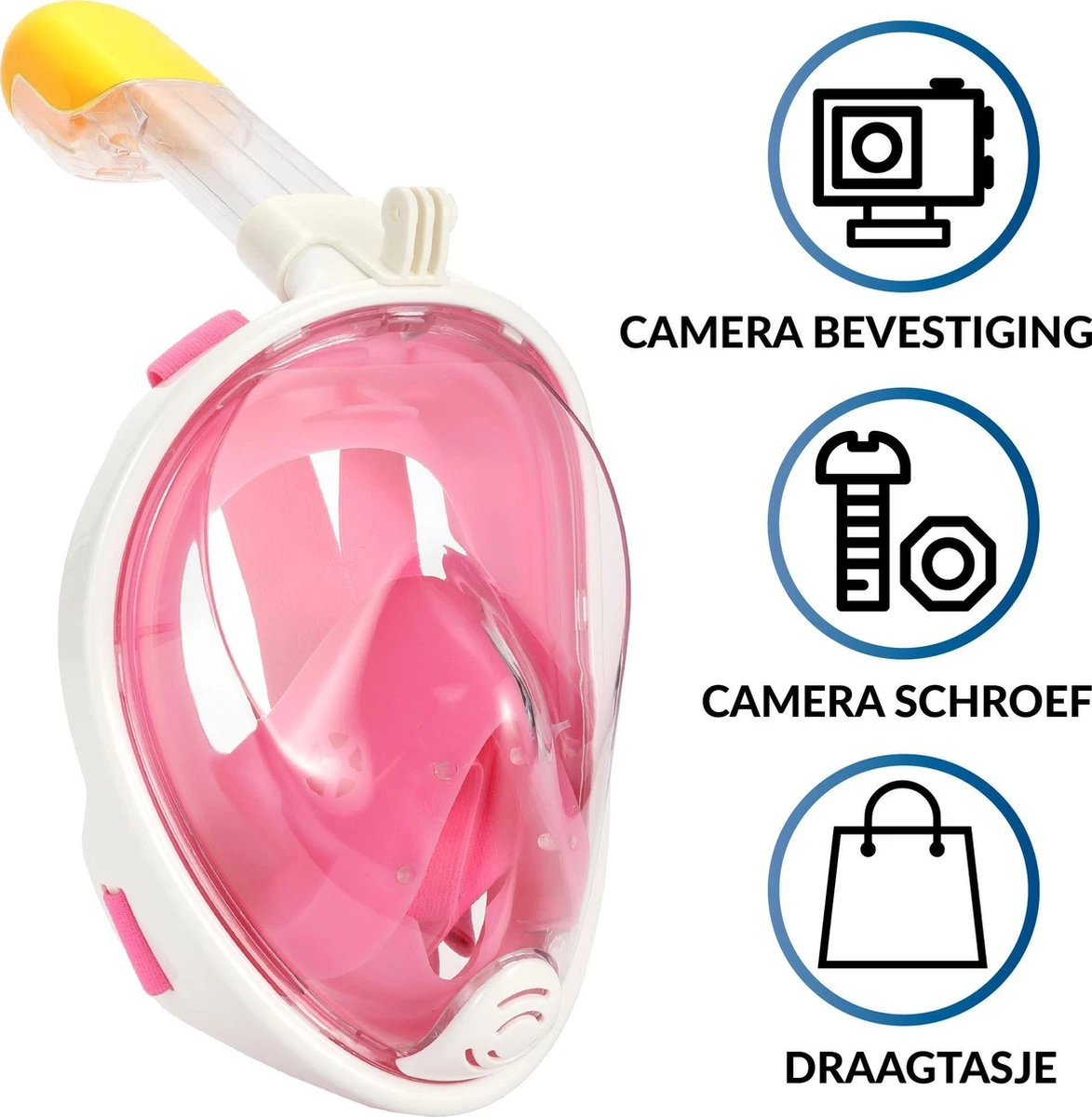 Gadgy Duikmasker Full Face Kinderen - Duikbril Met Snorkel - Snorkelset Kinderen - Snorkelmasker - Roze 3 Gadgy Duikmasker Full Face Kinderen - Duikbril Met Snorkel - Snorkelset Kinderen - Snorkelmasker - Roze