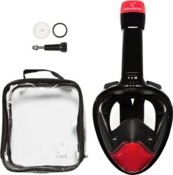 Atlantis Full Face Mask 2.0 - Snorkelmasker - Volwassenen - Zwart/Rood - L/XL -Watersporten Benodigdheden 1185x1200 1