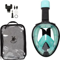 Sea Turtle Full Face Mask - Snorkelmasker - Volwassenen - Zwart/Turquoise - S/M -Watersporten Benodigdheden 1198x1200 3
