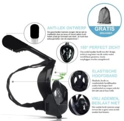 Campingwise Full Face Duikmasker, Snorkelmasker - Zwart - Maat L/XL -Watersporten Benodigdheden 1200x1176 1
