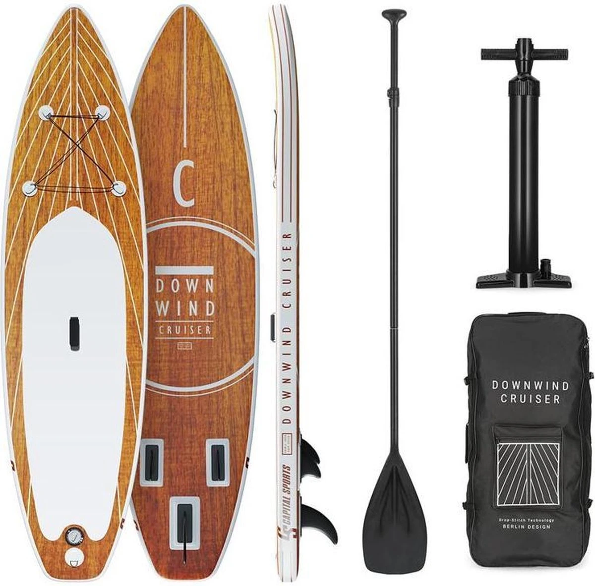 CAPITAL SPORTS Downwind Cruise - SUP Board Compleet Set - Opblaasbare Paddle - Rugzak & Pomp - 100% PVC 3 CAPITAL SPORTS Downwind Cruise - SUP Board Compleet Set - Opblaasbare Paddle - Rugzak & Pomp - 100% PVC