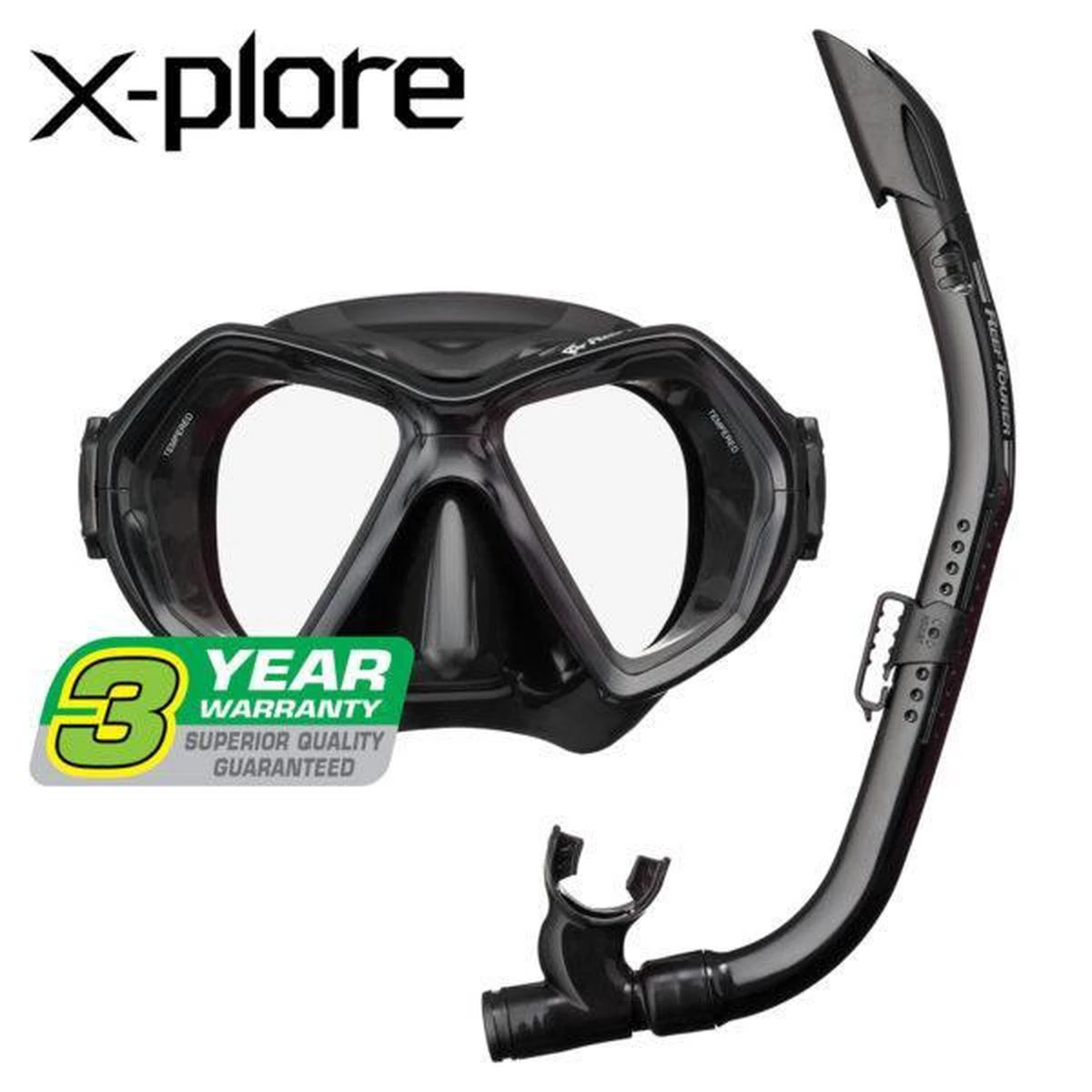 ReefTourer Snorkelmasker Duikbril Snorkelset RC-0107- Zwart/zwart 4 ReefTourer Snorkelmasker Duikbril Snorkelset RC-0107- Zwart/zwart - Afbeelding 2