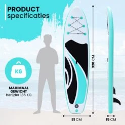 NexxtStream SUP Board - Opblaasbaar Paddle Board - Stand Up Paddle Boards - Opvouwbaar - Incl. Opbergtas - 320 X 81 CM - Groen -Watersporten Benodigdheden 1200x1200 19