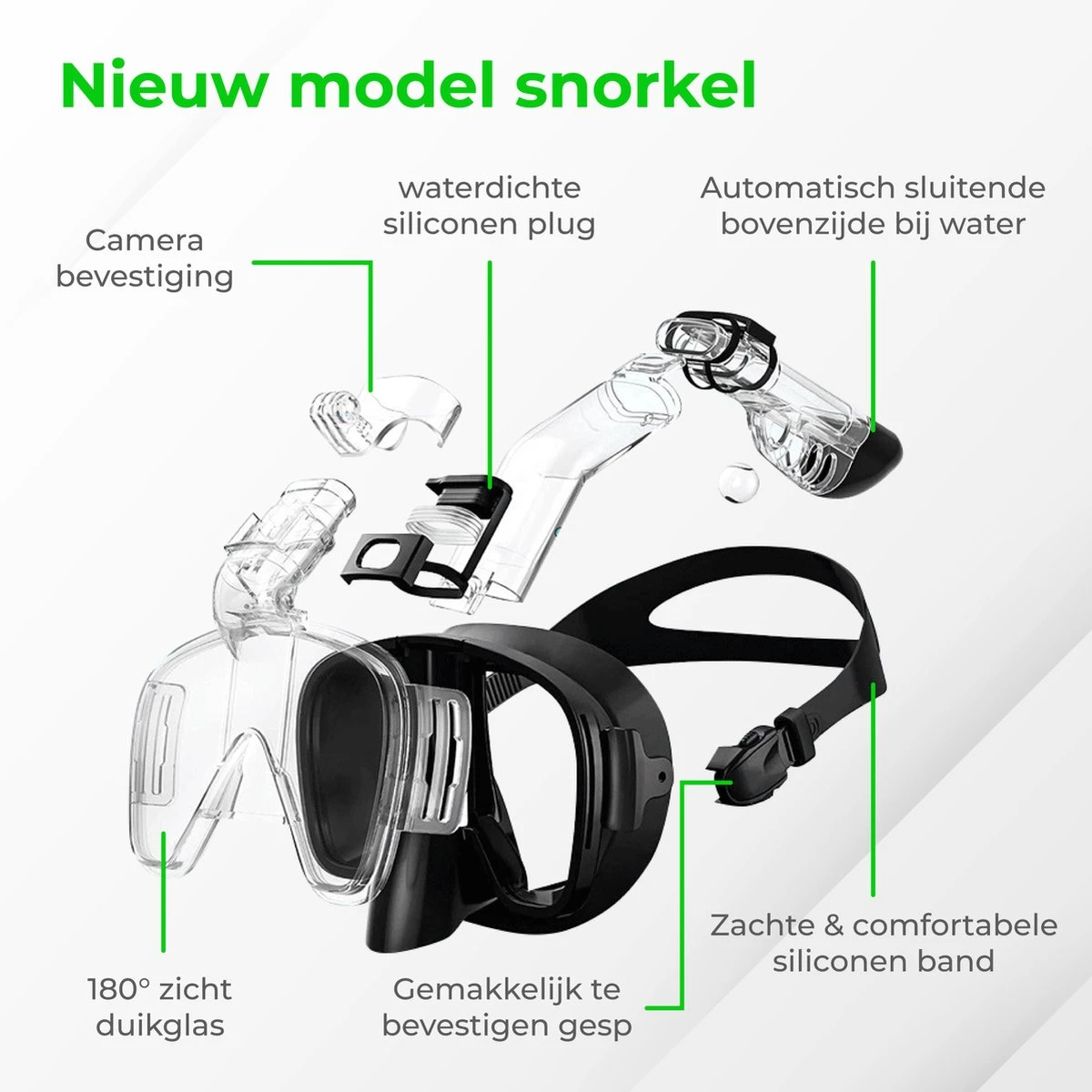 Nuvance - Snorkelmasker Incl Oordoppen - One Size Fits All - Duikmasker - Duikbril Met Snorkel - Snorkelset Voor Kinderen - Zwart 8 Nuvance - Snorkelmasker Incl Oordoppen - One Size Fits All - Duikmasker - Duikbril Met Snorkel - Snorkelset Voor Kinderen - Zwart - Afbeelding 6