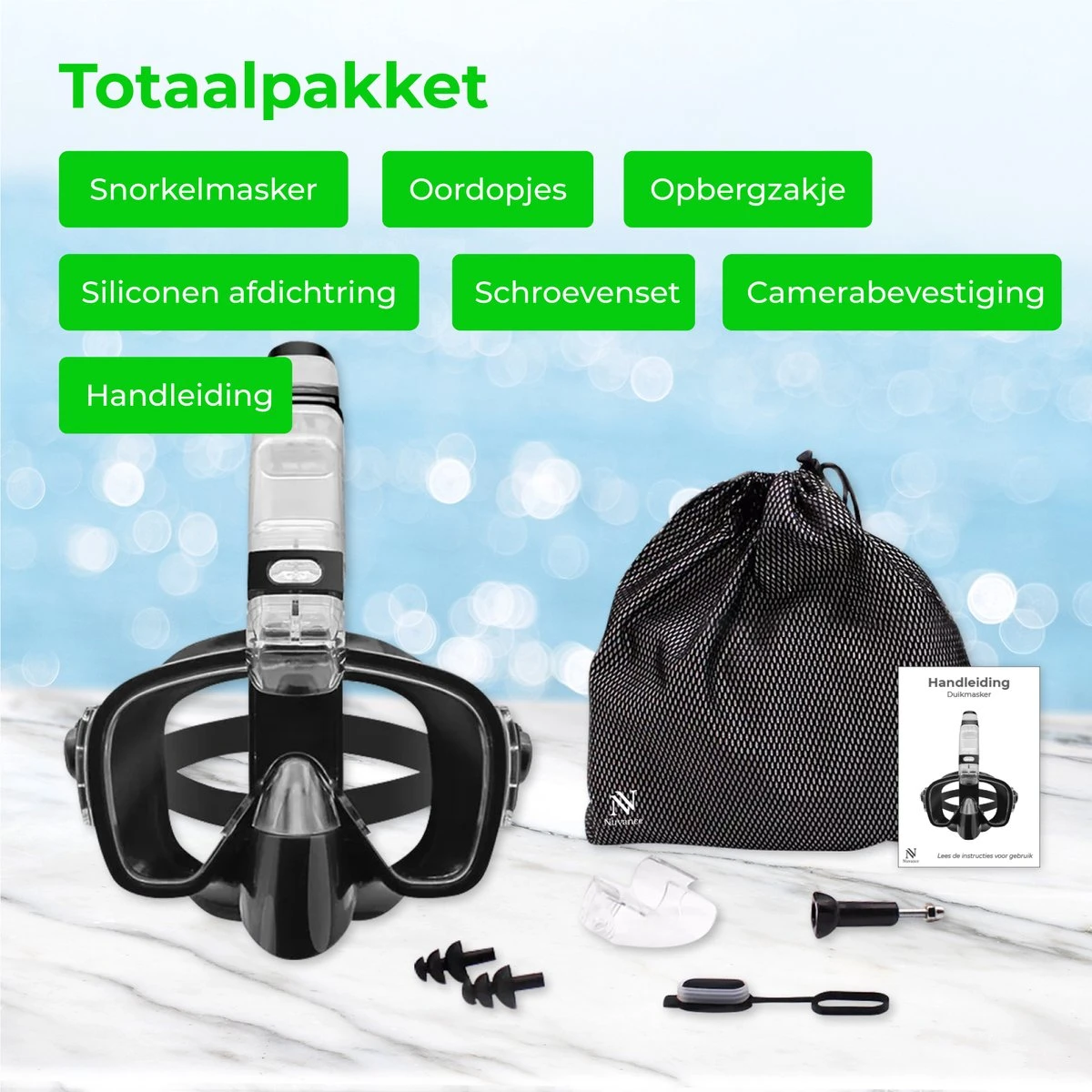 Nuvance - Snorkelmasker Incl Oordoppen - One Size Fits All - Duikmasker - Duikbril Met Snorkel - Snorkelset Voor Kinderen - Zwart 10 Nuvance - Snorkelmasker Incl Oordoppen - One Size Fits All - Duikmasker - Duikbril Met Snorkel - Snorkelset Voor Kinderen - Zwart - Afbeelding 8