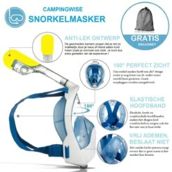 Campingwise Full Face Duikmasker - Snorkelmasker - Blauw - Maat S/M - Met Draagnet -Watersporten Benodigdheden 1200x1200 59