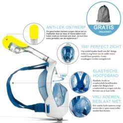 Campingwise Full Face Duikmasker - Snorkelmasker - Blauw - Maat S/M - Met Draagnet -Watersporten Benodigdheden 1200x1200 62