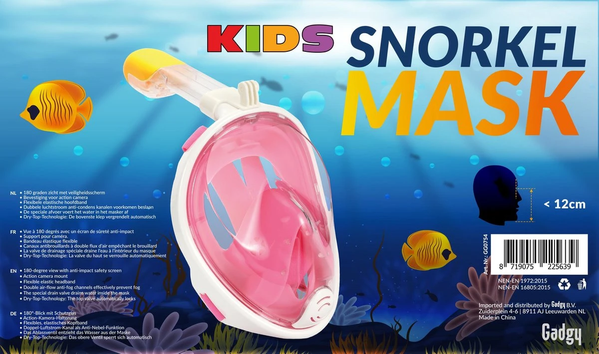 Gadgy Duikmasker Full Face Kinderen - Duikbril Met Snorkel - Snorkelset Kinderen - Snorkelmasker - Roze 8 Gadgy Duikmasker Full Face Kinderen - Duikbril Met Snorkel - Snorkelset Kinderen - Snorkelmasker - Roze - Afbeelding 6