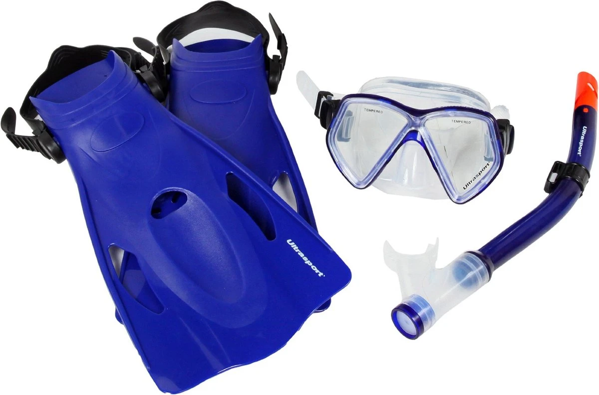 Duikmasker Met Snorkel En Flippers - Kind Maat 32-36 Blauw - Snorkelset Kinderen - Snorkelmasker - Duikbril 3 Duikmasker Met Snorkel En Flippers - Kind Maat 32-36 Blauw - Snorkelset Kinderen - Snorkelmasker - Duikbril