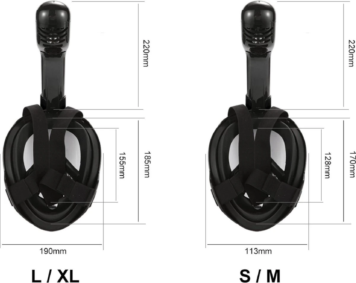 Merkloos Duikmasker Full Face L/XL - Duikbril Met Snorkel - Snorkelset Volwassenen - Zwart - Snorkelmaskers 7 Merkloos Duikmasker Full Face L/XL - Duikbril Met Snorkel - Snorkelset Volwassenen - Zwart - Snorkelmaskers - Afbeelding 5
