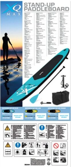 XQ Max SUP Board - 285cm - Tot 80kg - Blauw -Watersporten Benodigdheden 510x1200