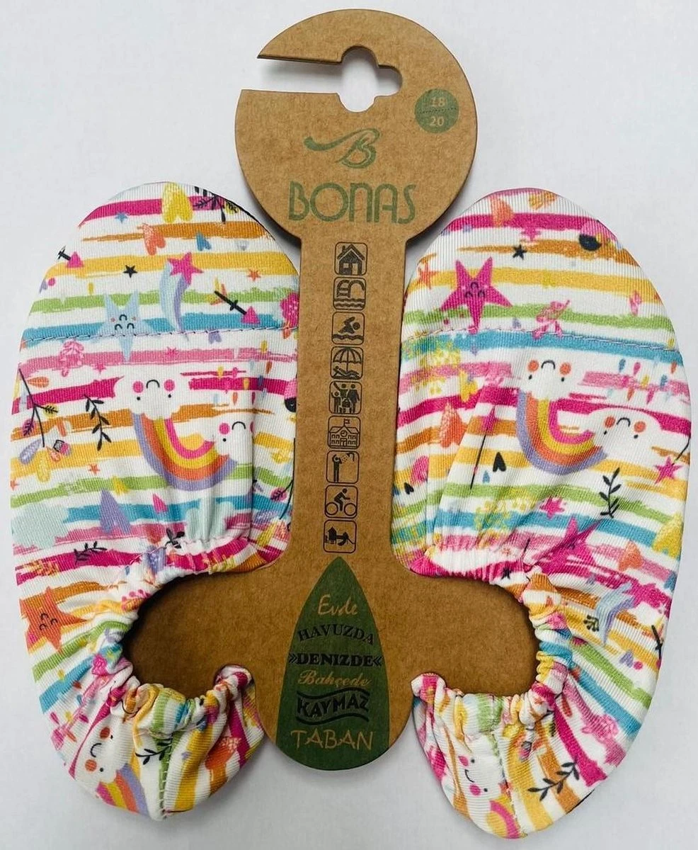 Bonas Antislip Zool Waterschoen | Zwemschoenen | Zwemslof | Gymschoen Voor Kinderen Maat 21-23 Regenboog 3 Bonas Antislip Zool Waterschoen | Zwemschoenen | Zwemslof | Gymschoen Voor Kinderen Maat 21-23 Regenboog